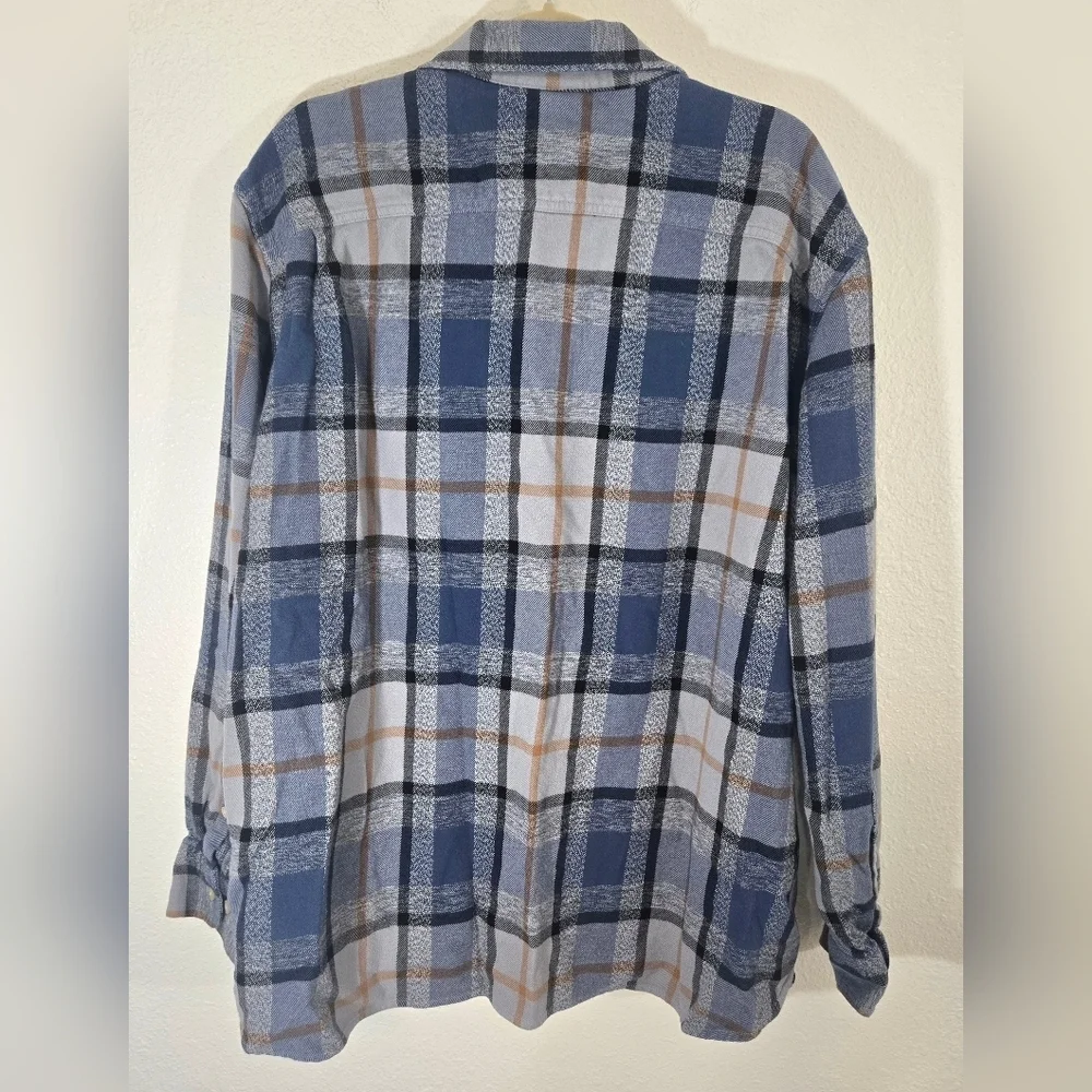 The North Face Men's Blue/Gray Plaid Flannel Shirt Front Pocket Soft, size XXL